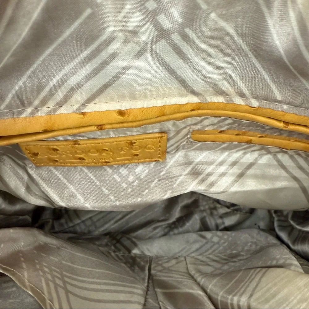 London Fog Yellow Faux Ostrich Satchel Crossbody Bag